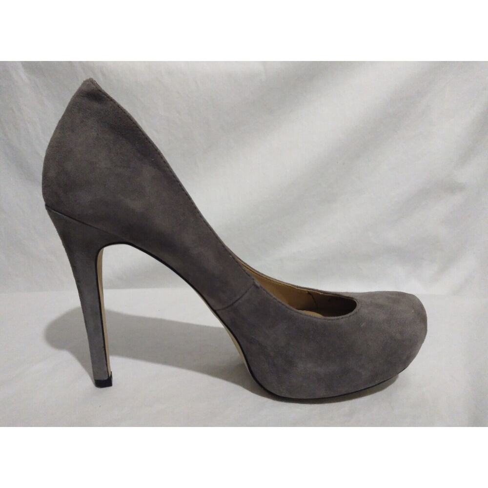 BCBGeneration Size 9.5 M Gray Suede Leather Stiletto Platform Almond Toe Pumps